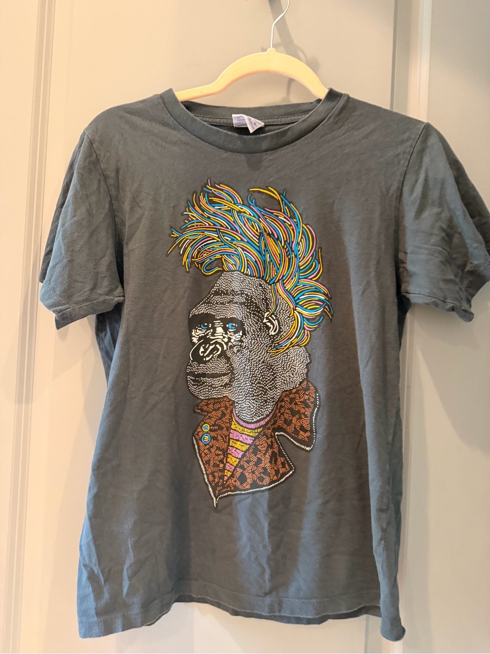 Anatomie Gray Graphic Tee with Multi-Color Ape textured illustration size M/ uni